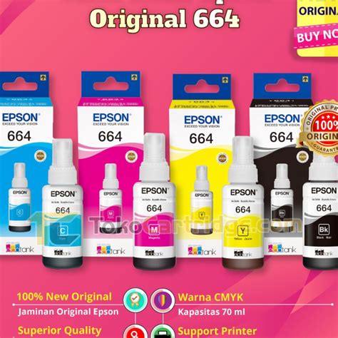 Jual Stok Sedikit Tinta Epsn Original 664 T664 Refill Printer L110 L120 L210 L220 L300 L310 L350