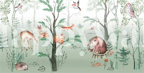 Green Forest Animals Wallpaper - Happywall