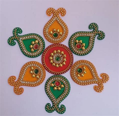 Pot Round Acrylic Rangoli Packaging Type Packet Size Dimension 6