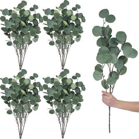 Amazon Pcs Artificial Eucalyptus Stems Fake Eucalyptus Faux