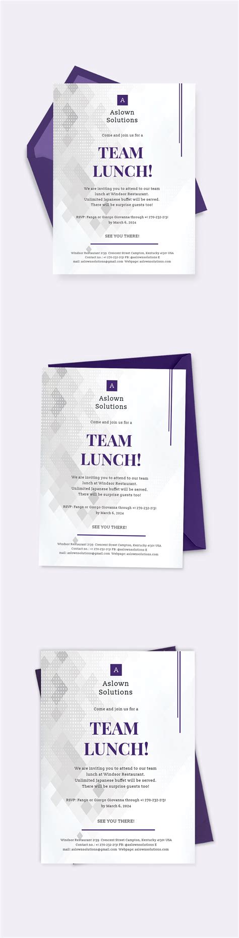 Team Lunch Invitation Template - Google Docs, Illustrator, Word ...