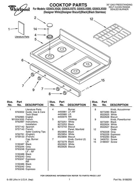 Whirlpool Stove Parts Diagram