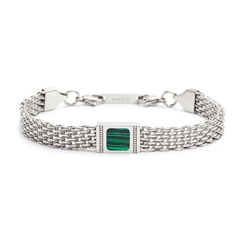 Bracciale con pietra centrale catena mesh Marlù Gioielli