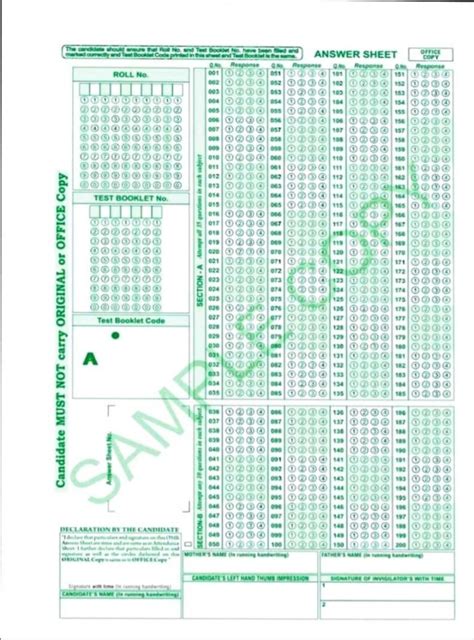 Neet Omr Sheet Released