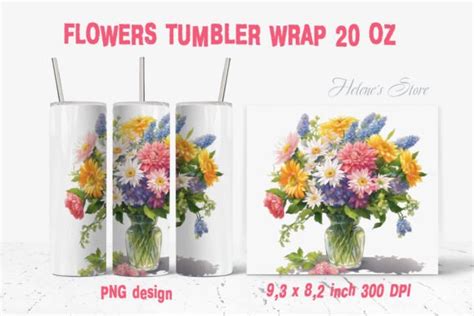 Wild Flowers Tumbler Wrap Sublimation Graphic By Helenes Store · Creative Fabrica