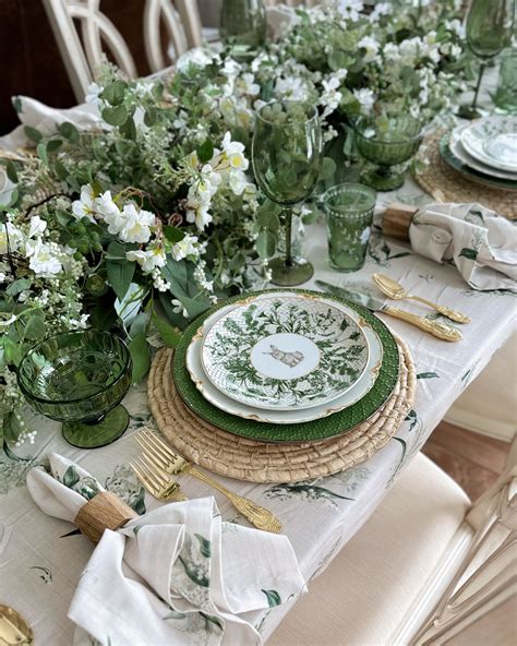 Spring Green and White Table Decor - Home With Holly J