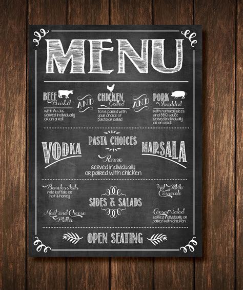 Chalkboard Buffet Menu Sign Custom Digital Copy Etsy