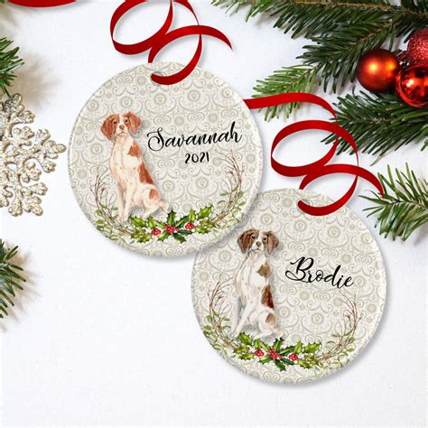 Brittany Spaniel Ornament Or Personalized Dog Memorial T Etsy