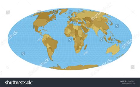 World Map Equalarea Pseudocylindrical Mollweide Projection Stock Vector (Royalty Free ...