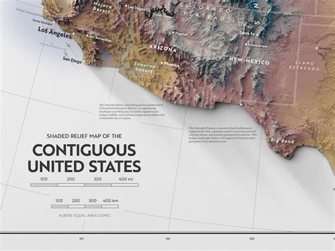 Vibrant Discoveries Contiguous United States Shaded Relief Map Poster