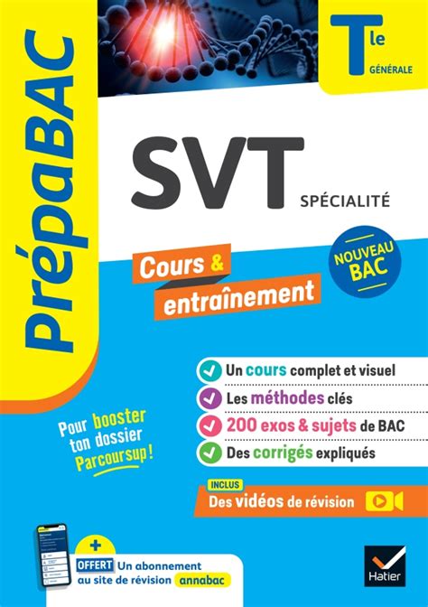 Prépabac SVT Tle générale spécialité Bac 2024 Editions Hatier