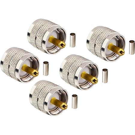 Vecys 5PCS PL 259 UHF Male Connectors 50 Ohm PL259 Male Plug Solder