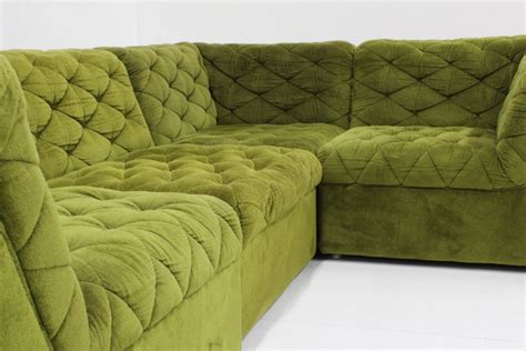 Vintage Modular Sofa In Green Velvet From Laauser S Set Of For