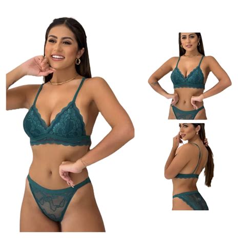 Conjunto De Lingerie Feminino Em Renda Sutia Top Bratop Shopee Brasil