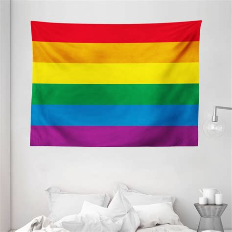 Pride Decorations Tapestry Horizontal Rainbow Colored Flag Gay Parade Freedom Equality Love