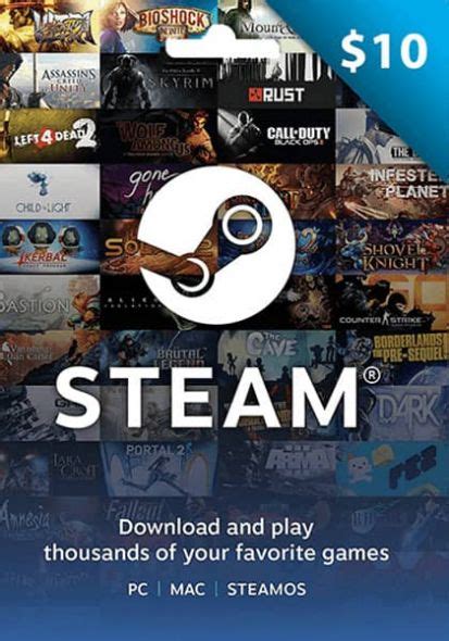 USA Steam 10 Dollar Gift Card | Save off RRP and buy digitally