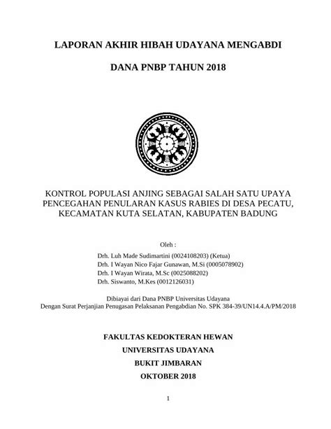 PDF LAPORAN AKHIR HIBAH UDAYANA MENGABDI DANA PNBP LAPORAN AKHIR