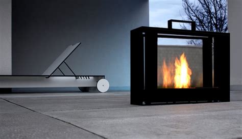 Freestanding Bioethanol Fireplace With Panoramic Glass Travelmate By Conmoto