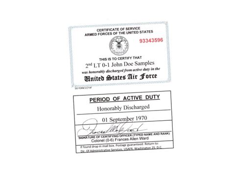 United States Air Force Honorable Discharge Laminated Card 2 1 8 X 3 3