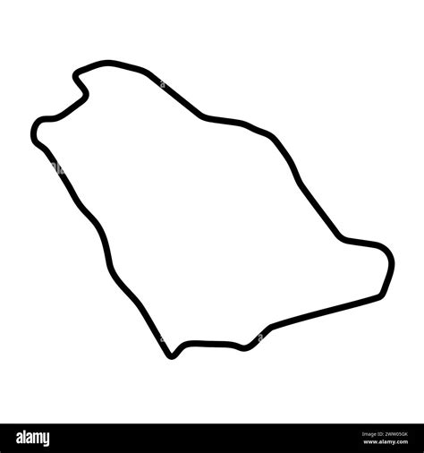 Saudi Arabia Country Simplified Map Thick Black Outline Contour