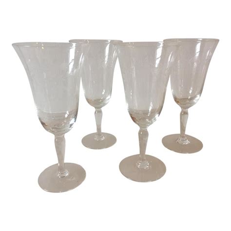 Vintage Etched Sherry Wine Glasses Set Of 4 Chairish