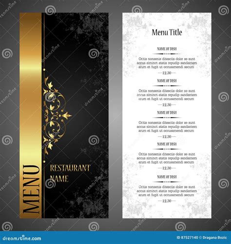 Restaurant Menu Vector Design Template Luxury Vintage Style Stock