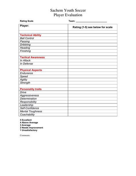 Blank Soccer Player Evaluation Fill Out And Print Pdfs