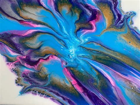 Acrylic Liquid Art Painting With A Glossy Resin Coasting Etsy