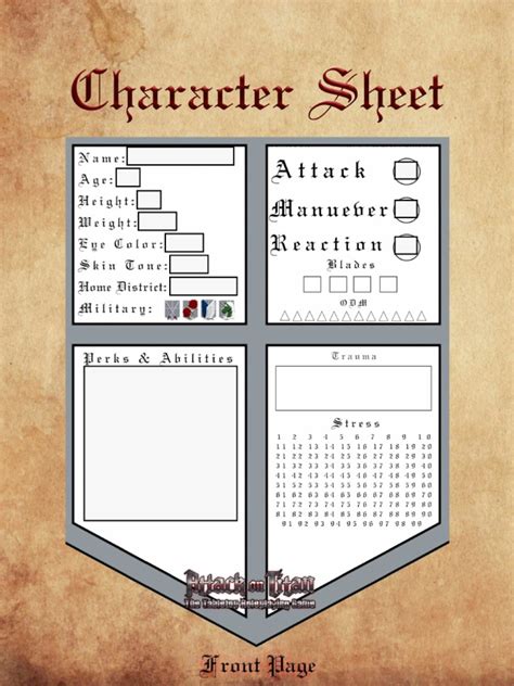 Fillable AoT Character Sheet | PDF