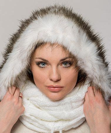 White Faux Fur Hooded Wool Blend Scarf Zulily Zulilyfinds White Shawl