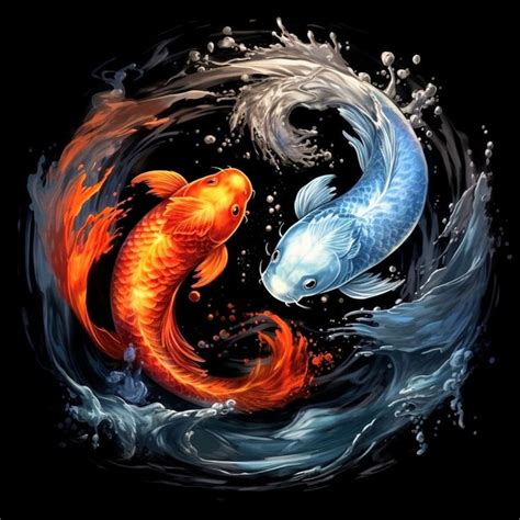 Two Koi Fish Swimming In The Water With Splashes On It S Sides