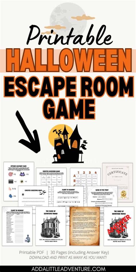 Halloween Escape Room Game Printable The Curse Of Grimstone Manor