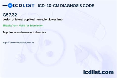 Icd 10 Cm Diagnosis Code G57 32 Lesion Of Lateral Popliteal Nerve