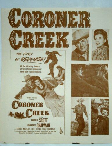 1948 CORONER CREEK RANDOLPH SCOTT COWBOY WESTERN VINTAGE 13"X 9" MOVIE ...