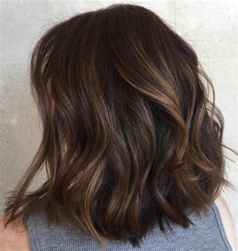 Dimensional Wavy Textured Lob Hair Styles Short Hair Balayage