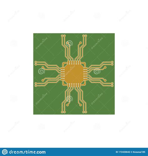 Flat Microelectronics Circuits Circuit Board Vector Green Background