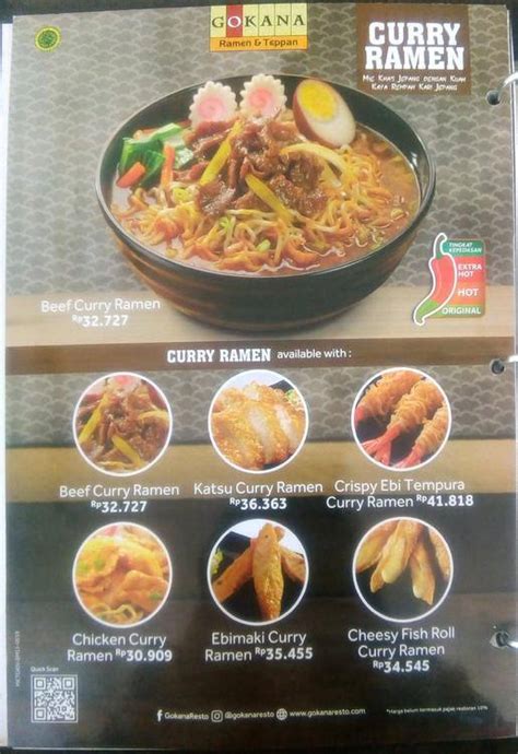 Menu At Gokana Ramen Teppan Restaurant Bandung Jl Gatot Subroto No 289