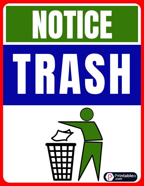 Trash Sign Printable