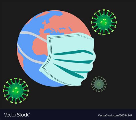 Earth With Protective Face Mask Coronavirus Vector Image