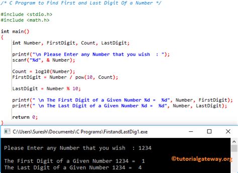 C Program To Find First And Last Digit Of A Number