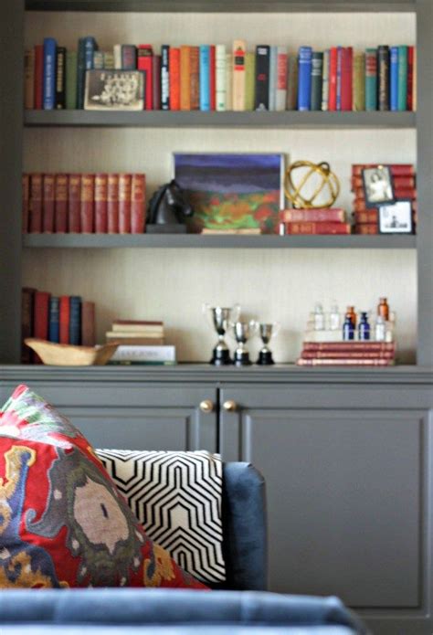 Sherwin Williams Urbane Bronze And Grasscloth Wallpaper On Bookcases Bookcase Grasscloth