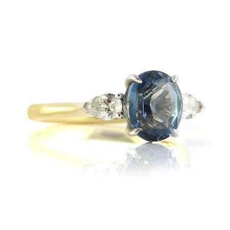 Oval Blue Sapphire Pear Diamond Ring Bentley De Lisle