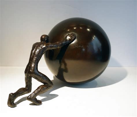 Maguy Banq Atlas Figurative Sculpture Bronze Muscular Naked Man Handling Earth By Banq For