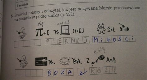 zad 5 na jutro rozwiąż rebusy i odczytaj jak jest nazywana Maryja