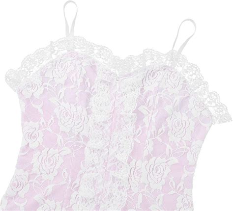 Freebily Herren Body Satin Sissy Dessous Lingerie Männer Overalls Ouvert Body Bodysuit Spitze