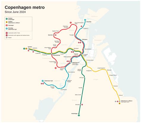 Detailed map of the Copenhagen metro