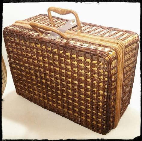 Collectible Wicker Picnic Basket Suitcase Style With Service Etsy