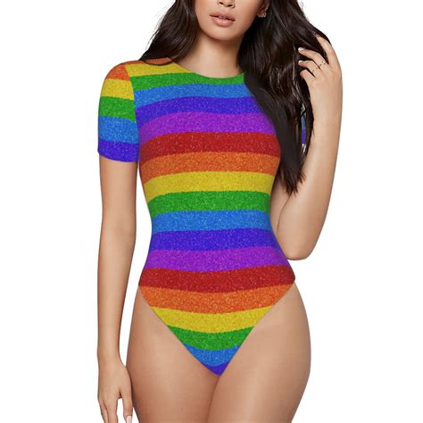 Easygdp Colorful Glitter Rainbow Women's One-Piece Swimsuit Slim Fit
