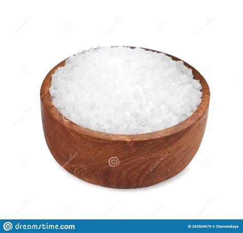 Wooden Bowl With Natural Sea Salt Isolated On White Stock Image Image