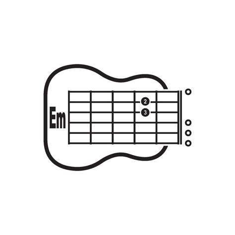 Em guitar chord icon. Basic guitar chord vector illustration symbol ...